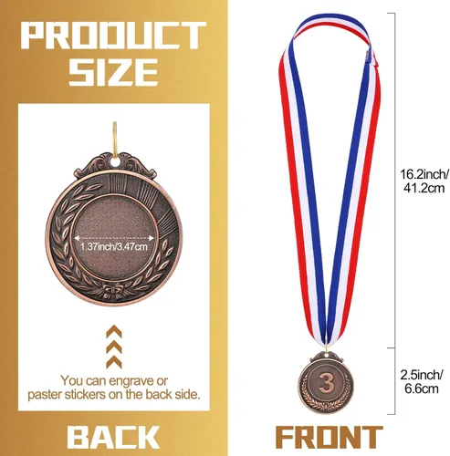 Miniatura 2 de Sasylvia 120 medallas de oro y plata de bronce, medallas ganadoras de premios, medallas para adultos y niños, medallas para béisbol, softbol