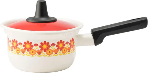 Miniatura 15 de Fuji - Patrón de reimpresión esmaltado de los años 70, Showa Retro, esmalte, olla con una sola mano, bandeja para leche, 5.5 pulgadas (5.5 in)