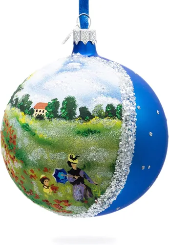Miniatura 6 de Amapolas Salvajes Pintura Bola de Vidrio Adorno de Navidad 4 Pulgadas