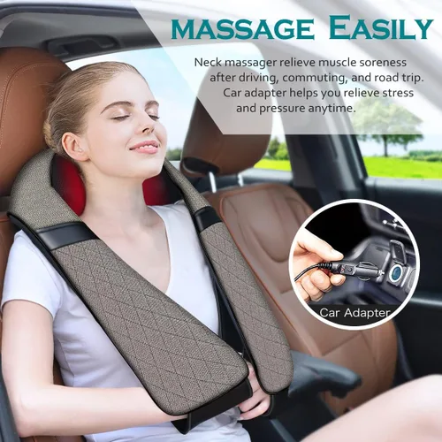 Miniatura 6 de Blue Elf almohada Shiatsu eléctrica para masaje de cuello y espalda con amasado 3D y calor para hombro, parte baja de la espalda, pies y piernas