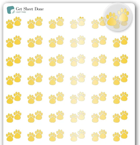 Paw - Calcomanías para planificador de mascotas, 54 láminas doradas (1/2 pulgadas), recordatorio de medicamentos para el cuidado de perros y gatos,