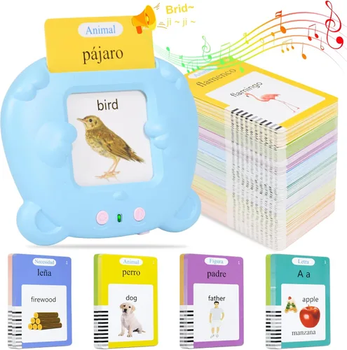 SAYEEC Tarjetas didácticas bilingües para niños pequeños, juguetes Montessori con 510 palabras visuales, terapia del habla, autismo, juguetes