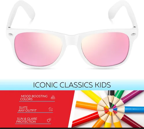 Miniatura 80 de Retro Rewind Lentes de sol para niños y niñas de 3 a 12 años, inastillables, UV400, lentes de sol para niños pequeños