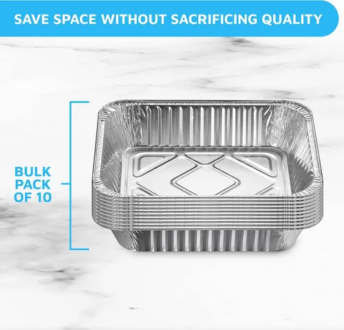 Miniatura 3 de MontoPack - Bandejas de aluminio con papel de aluminio tamaño medio para asar, juego de 10 unidades de 9x13 para cocinar, hornear y catering