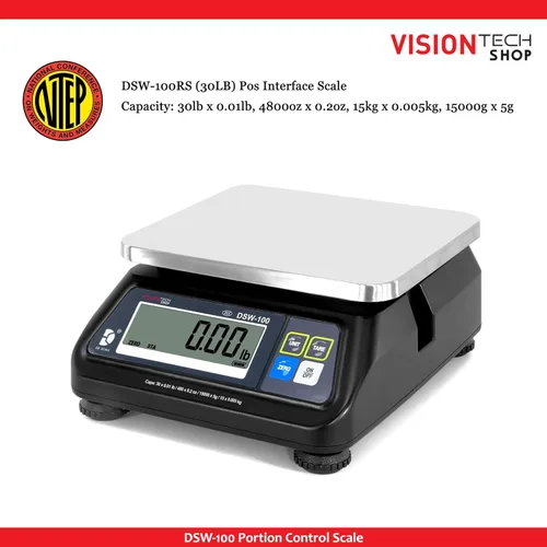 Miniatura 7 de VisionTechShop TPB-60LB, Báscula de porción de interfaz POS con la mayoría de los sistemas ECR y POS, Lb/Oz/Kg conmutable, capacidad de 60 libras