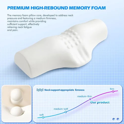 Miniatura 6 de Almohada cervical cervical para dormir, almohada cervical para aliviar el dolor de cuello, diseño ergonómico con soporte de columna cervical.