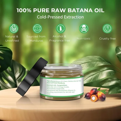 Miniatura 2 de Mysense Aceite de batana crudo, 100% puro sin refinar y orgánico de Honduras, cuidado del cuero cabelludo para mujeres y hombres, previene