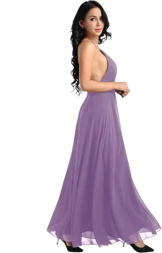 Miniatura 5 de YiZYiF - Vestido de fiesta de gasa para mujer, sin espalda