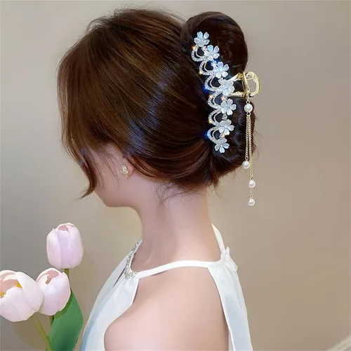 Miniatura 6 de Pinzas y Clips para el Cabello con Flores Estilo Francés Perlas Diamantes de Imitación Mariposa Twist Banana Horquillas Accesorios para el Cabello
