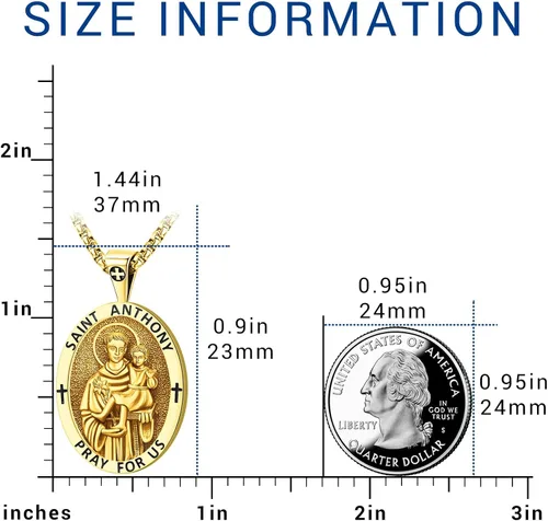 Miniatura 165 de Eusense Saint Necklace Sterling Silver 925 Protection Jewelry for Men Women Patron St Medals Amulet Pendant