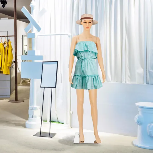 Miniatura 2 de Maniquí femenino de cuerpo completo con cabeza ajustable, extremidades flexibles, diseño desmontable de 69 pulgadas, forma de vestido con base