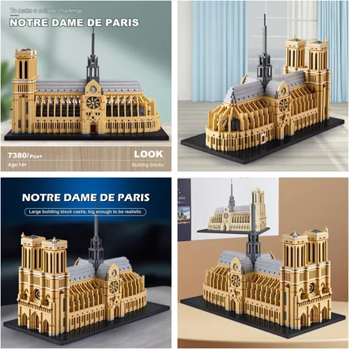Miniatura 4 de KLMEi Juego de bloques de construcción de arquitectura famosa mundial, Notre Dame de París, 7380 piezas, kit de modelo grande creativo para adultos