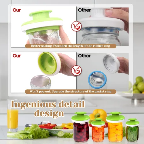 Miniatura 2 de Sellador al vacío para tarros Mason Tarros, sellador de tarros y manguera de accesorios para Foodsaver, kit de fijación al vacío de almacenamiento