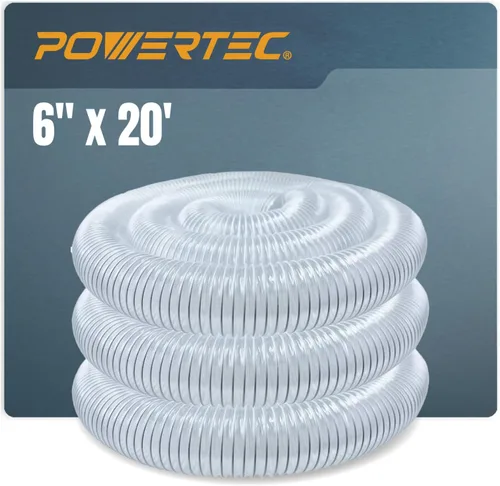 Miniatura 9 de POWERTEC Manguera de recolección de polvo de 3" x 20', manguera flexible de PVC colector de polvo de 3 pulgadas para sierra de mesa, cepilladora