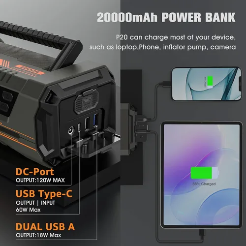 Miniatura 5 de Arrancador de batería de coche 2000A 20000mAh – MaxAngel 12V portátil Jump Starter Box (hasta todo el gas o 12L Diesel), paquete de refuerzo
