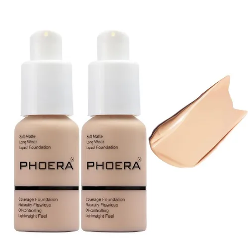 Miniatura 12 de PHOERA Foundation, Base Líquida Mate Suave Impecable 24 HR Control de Aceite Corrector Foundation Maquillaje. (1 Pza-102- Nude)
