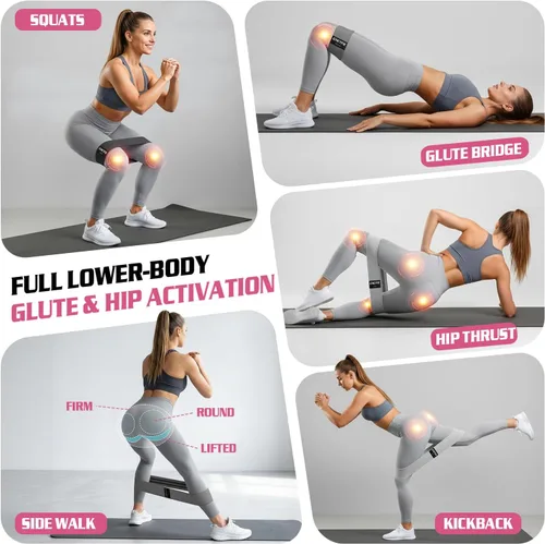 Miniatura 5 de 15 bandas de resistencia de tela para piernas, juego de bandas antideslizantes para entrenamiento, yoga, sentadillas y entrenamiento de cadera, 3