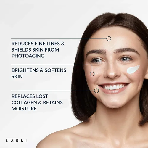 Miniatura 3 de NAELI Hidratante facial con SPF 30, crema antienvejecimiento de colágeno y péptidos, reduce las arrugas, hidratación ligera de la piel con ácido