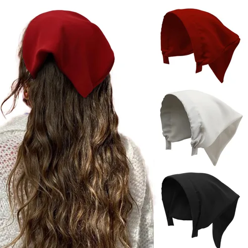 HAIMEIKANG Diademas florales para mujer, bandanas bohemias para el cabello, bufanda, pañuelo triangular, bandas para el cabello de color sólido,