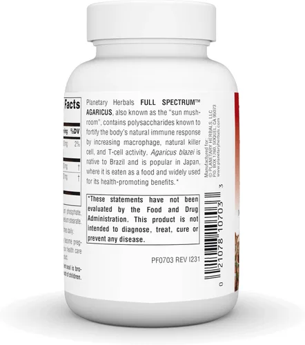 Miniatura 3 de Planetary Herbals Agaricus Full Spectrum 500 mg, activador de células asesinas inmunes y naturales, 90 cápsulas Immune & Natural Killer Cell