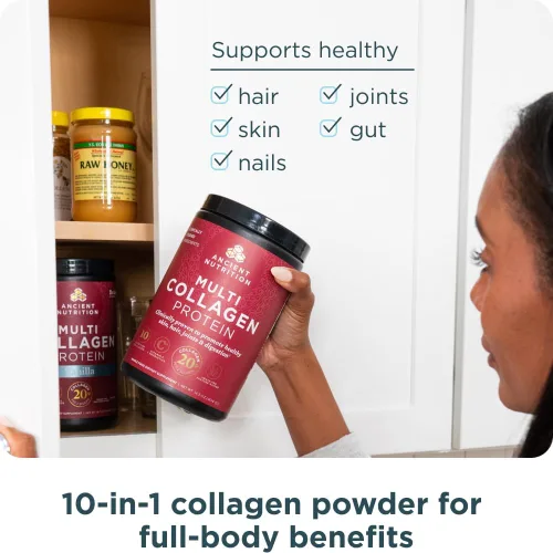 Miniatura 6 de Ancient Nutrition - Péptidos de colágeno en polvo, proteína multi-colágeno, para mujeres y hombres, con vitamina C, probióticos, colágeno