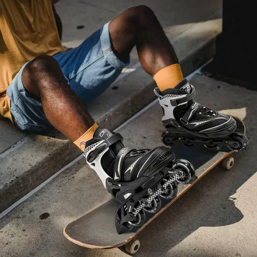 Miniatura 7 de Ruthfot Patines en línea ajustables para niños y niñas con ruedas de luz completa, patines para exteriores para niños y mujeres Blanco