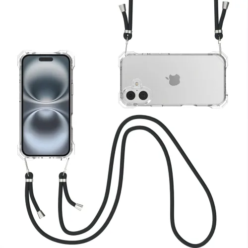 Miniatura 13 de Funda transparente para iPhone 13 Pro Max con correa cruzada ajustable desmontable, ajuste delgado, funda protectora a prueba de golpes con cordón
