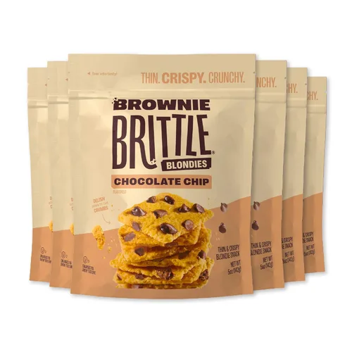 Brownie Brittle – Galletas con virutas de chocolate Blondie delgadas y crujientes (paquete de 6, 5 onzas), deliciosos bocados de brownie gourmet