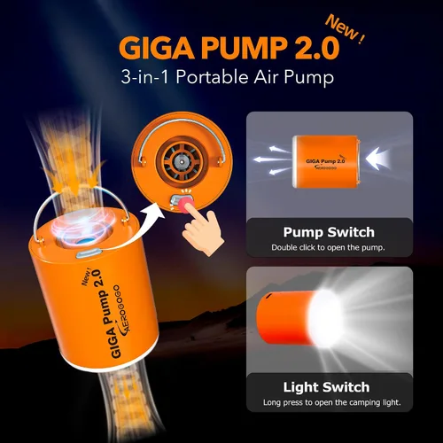 Miniatura 8 de GIGA PUMP 2.0 Bomba de aire eléctrica portátil 1300 mAh batería recargable bomba ultra mini inflador/deflator bomba para anillos de natación colchón