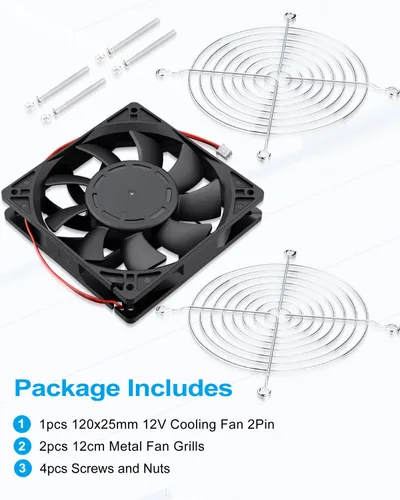Miniatura 7 de GDSTIME Ventilador de caja de 4.724 in, alta presión de aire de 4.724 in x 0.984 in, 12 V CC, ventilador de enfriamiento sin escobillas 2 pines