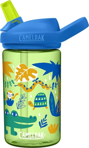 CamelBak Eddy+ Kids Water Bottle with Bite Valve Straw, Leak‑Resistant Easy‑Sip Design for Everyday Hydration, 14oz | Kids Animales de la selva