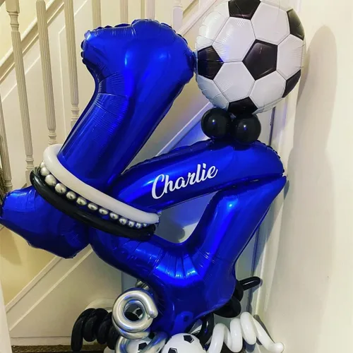 Miniatura 4 de Globos de color azul marino con el número 14, globos de cumpleaños de 40 pulgadas, color azul oscuro, globos de cumpleaños de 14 o 41 pulgadas, Azul