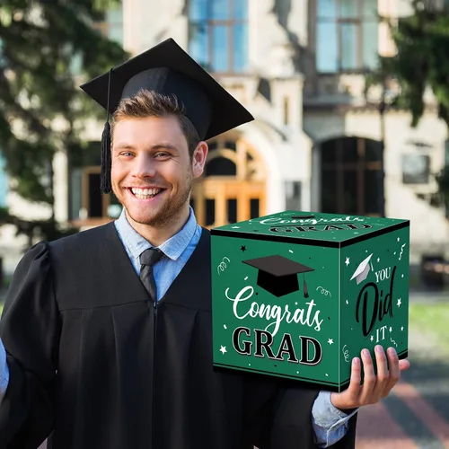 Miniatura 7 de Nezyo Caja para tarjetas de graduación con 30 tarjetas de consejo, caja de tarjetas de regalo de felicitaciones para clase de 2026, caja