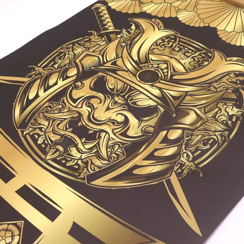 Miniatura 5 de Warrior's Dreams - Póster impreso en lienzo para pared, con casco blindado, espíritu samurái con pergamino de madera, listo para colgar, decoración