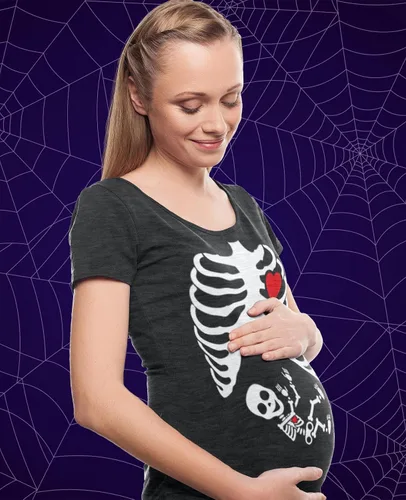 Miniatura 4 de Divertidos disfraces de maternidad de Halloween para parejas, juego de camiseta a juego con diseño de hamburguesa y patatas fritas