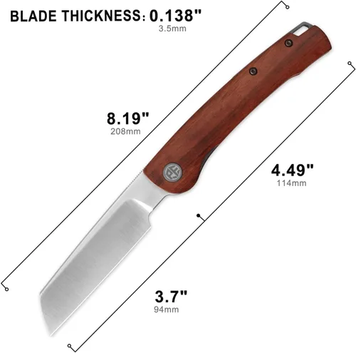 Miniatura 3 de Petrified fish PFE04 Scholar - Cuchillo plegable, hoja de satén de 3.7 pulgadas, 60.6 in, mango de madera Bubinga de 3.93 oz, cuchillo de bolsillo