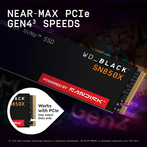 Miniatura 8 de WD_BLACK SN850X 1TB NVMe SSD - M.2 2280, velocidades de lectura de hasta 7,300 MB/s, velocidades de escritura de hasta 6,300 MB/s, expansión
