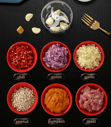 Miniatura 2 de Mini picadora eléctrica de alimentos, picador de ajo portátil de 250ML con función de carga USB, mini cortador de alimentos para cebolla, verduras