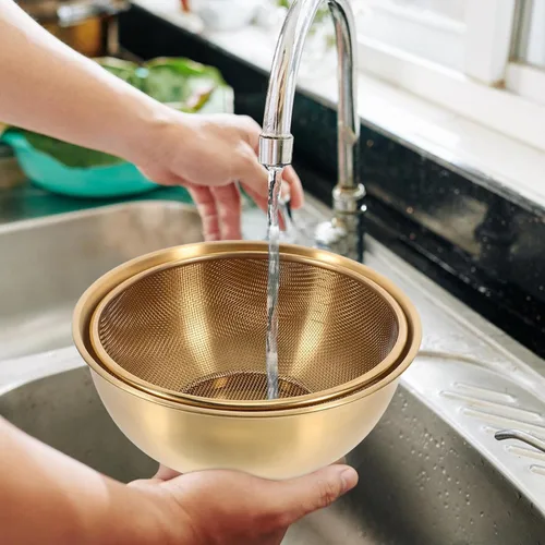 Miniatura 6 de Luxshiny Cesta coladora de acero inoxidable con colador de malla fina y lavabo de 7.08 pulgadas para cocina, verduras, frutas, arroz, limpieza
