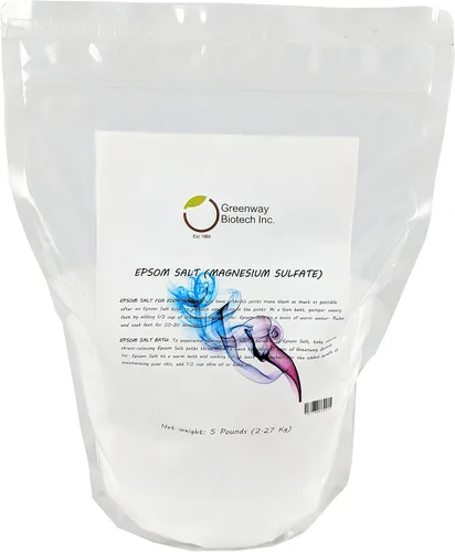 Greenway Biotech, Inc. Sal de Epsom para baño corporal y remojo de pies, sulfato de magnesio para refrescar el cuerpo, (5 libras)