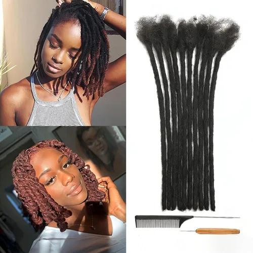 Miniatura 41 de Extensiones de Rastas de Cabello Humano 0.4cm de Grosor 4 Pulgadas 20 Hebras 100% Cabello Humano Real para Hombres/Mujeres/Niños Completamente