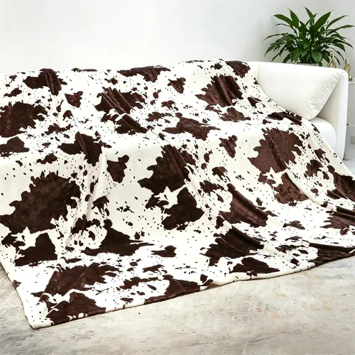 Manta de forro polar de tamaño king - Manta suelta de felpa extragrande con estampado de vaca, mantas de tamaño completo para cama y sofá - Vaca