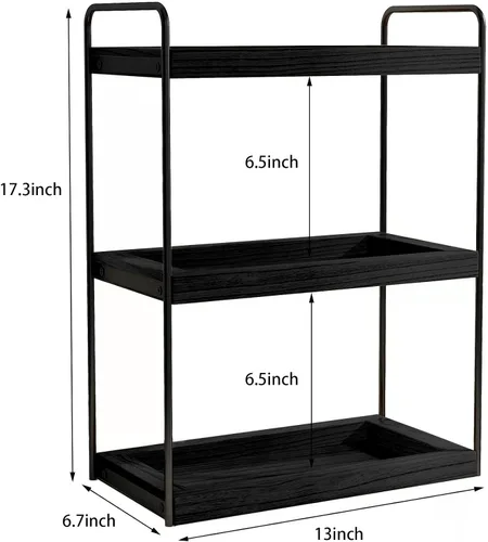 Miniatura 3 de Dorhors Organizador de encimera de baño de 3 niveles, estante de almacenamiento de baño, bandeja de mostrador y organizador de tocador (negro)