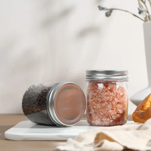Miniatura 7 de Tarros de plástico reutilizables con tapa hermética plateada, tarros transparentes de 8 onzas para alimentos secos, café, sin BPA