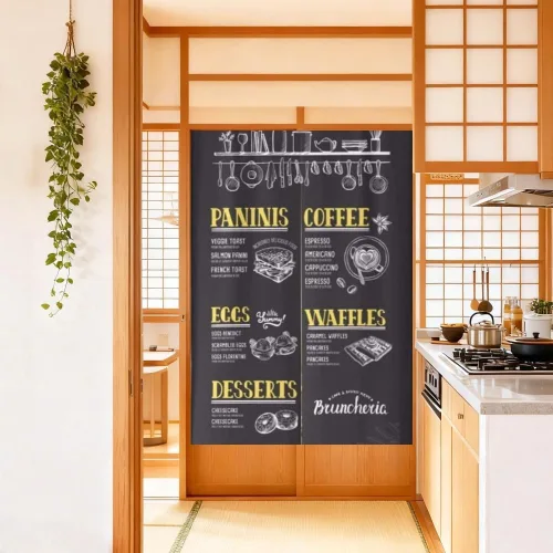 Miniatura 2 de MYRU Noren - Cortina japonesa para restaurante, armario, puerta, entrada, Feng Shui, cortina de puerta (gris oscuro, 33.5 x 59 pulgadas)