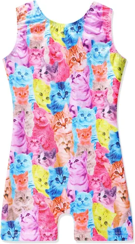 Miniatura 171 de HOZIY - Leotardos de gimnasia con pantalones cortos brillantes para niñas pequeñas; estampados de unicornio, aurora, arco iris, sirena, dinosaurio