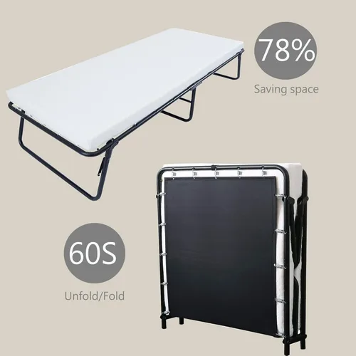 Miniatura 9 de LEISUIT - Cama plegable con colchón de espuma viscoelástica para invitados, catre plegable portátil para habitación y oficina