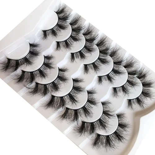 Miniatura 660 de Pooplunch - Pestañas postizas finas de visón sintético, estilo ojo de gato, naturales, cruzadas, tipo racimo, efecto 8D de volumen, tiras