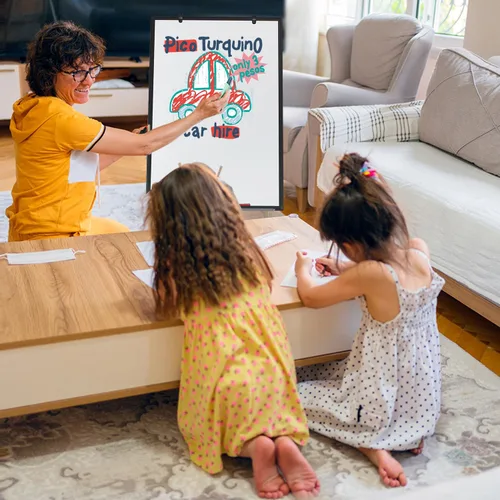 Miniatura 7 de Pizarra blanca móvil, 36" x 24" pulgadas, pizarra blanca portátil magnética sobre ruedas, altura ajustable tablero de borrado en seco de pie