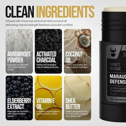 Miniatura 5 de The Beard Struggle Marauder's Defense - Desodorante con infusión de carbón natural para hombres, sin aluminio, colección Platino, Vanir's Wisdom